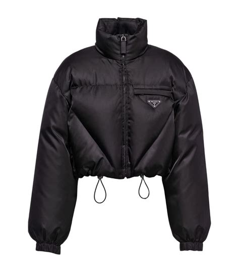 prada re nylon blouson jacket|prada black cropped puffer jacket.